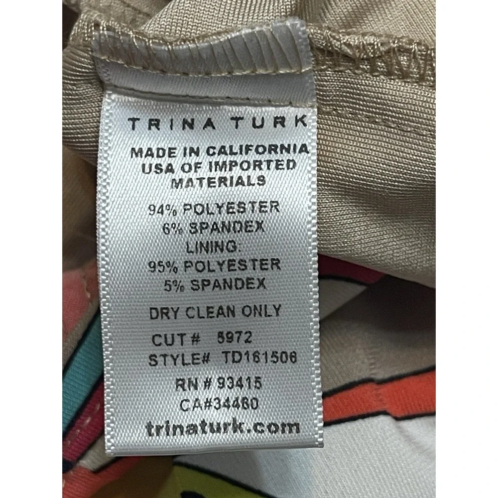 Trina Turk Multi Color Geometric Sheath Cocktail Dress Size 0 XS